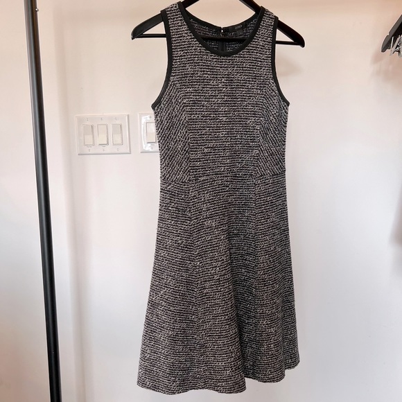 Club Monaco Textured Sleeveless Dress | Black & Grey, 0 - Picture 1 of 7